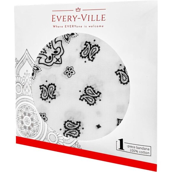 Women's White Cotton Bandana Large Cowgirl Imported Handkerchief Headband Scarf - Picture 6 of 7